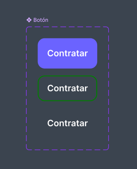 Variantes del boton en el sistema de diseno